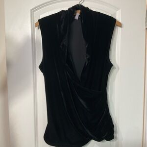 Valerie Bertinelli‎ Black Sleeveless velvet Blouse vtg 90’s women’s large top